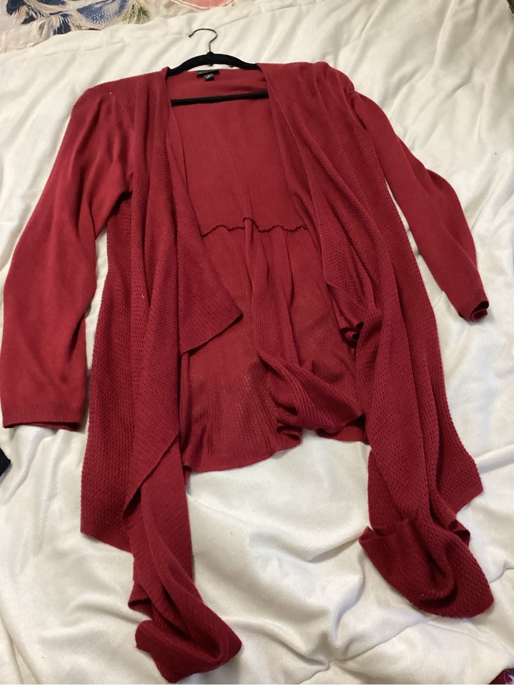 Torrid Red Open-Front Draped Cardigan